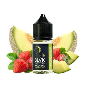 BLVK 哈密瓜煙油瓶身外觀、BLVK 哈密瓜煙油風味特寫、哈密瓜草莓鹽油推薦